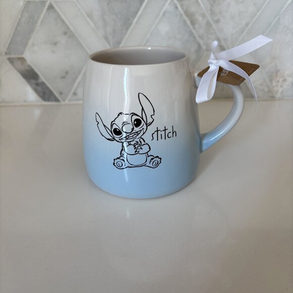 TWO PACK Rae Dunn New Disney Blue White Gradient Wide Stitch Mug - Picture 2 of 10